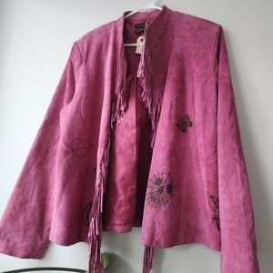 Vintage 100% suede pink fringe jacket
